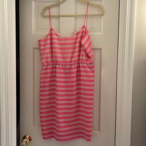 Jcrew pink and beige stripe spaghetti strap dress size 6